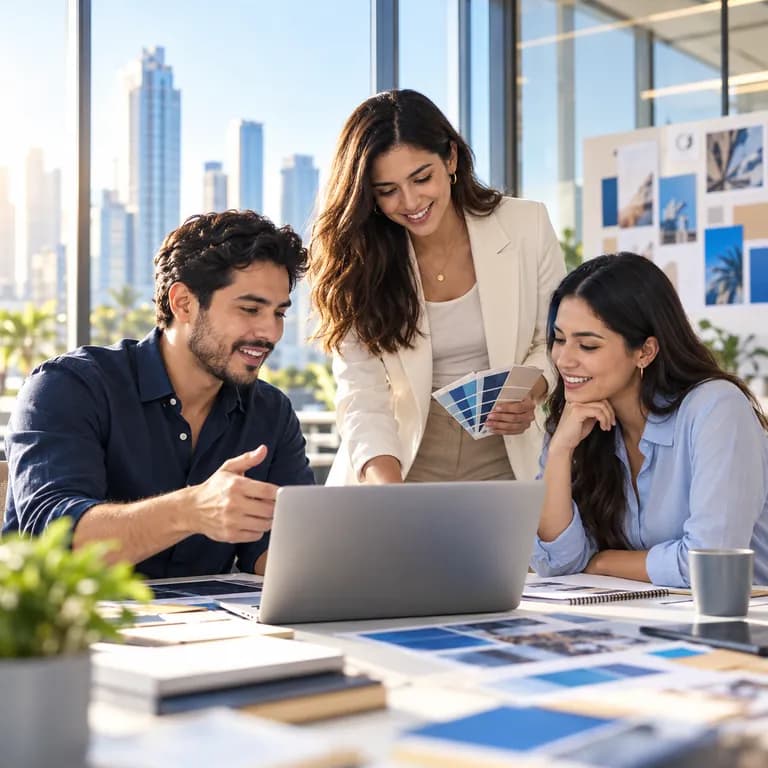 Equipo creativo colaborando en una propuesta de marketing.